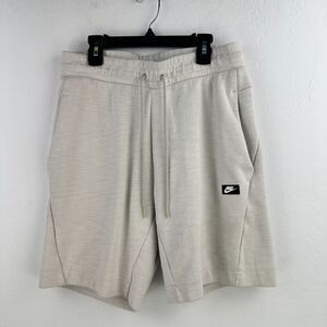 Nike Activewear Shorts Mens M Cream Cotton Knit Elastic Drawstring‎ Waist Casual